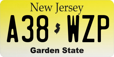 NJ license plate A38WZP