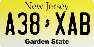 NJ license plate A38XAB