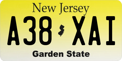 NJ license plate A38XAI
