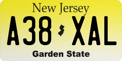 NJ license plate A38XAL