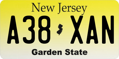 NJ license plate A38XAN