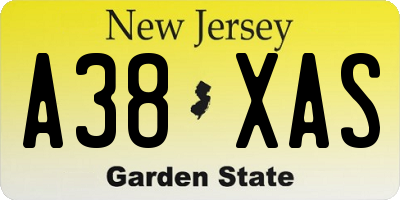 NJ license plate A38XAS