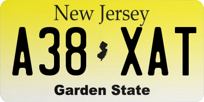 NJ license plate A38XAT