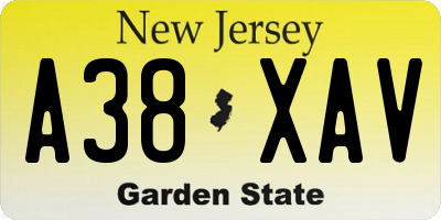 NJ license plate A38XAV