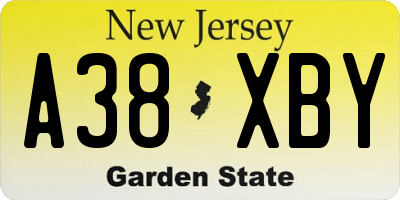 NJ license plate A38XBY