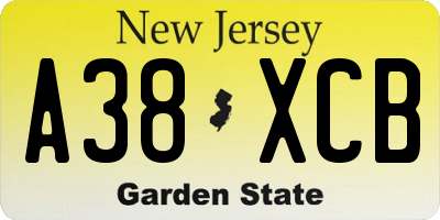 NJ license plate A38XCB