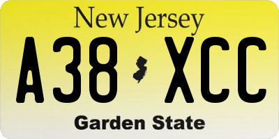 NJ license plate A38XCC