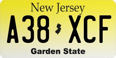 NJ license plate A38XCF