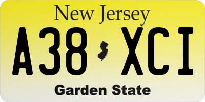NJ license plate A38XCI