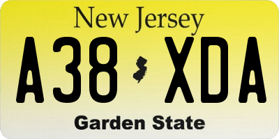 NJ license plate A38XDA