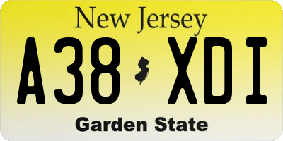 NJ license plate A38XDI