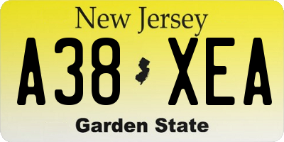 NJ license plate A38XEA