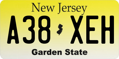 NJ license plate A38XEH