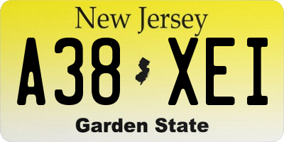 NJ license plate A38XEI