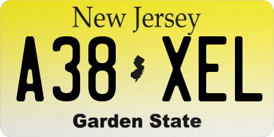 NJ license plate A38XEL