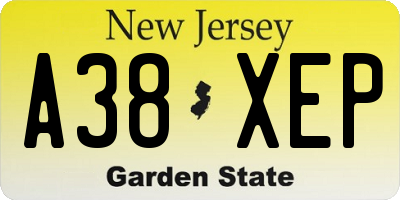 NJ license plate A38XEP