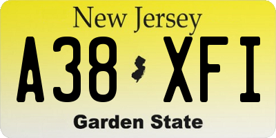 NJ license plate A38XFI