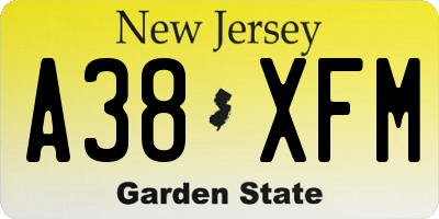 NJ license plate A38XFM
