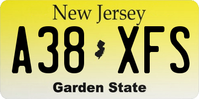 NJ license plate A38XFS