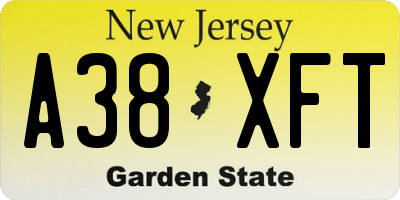 NJ license plate A38XFT