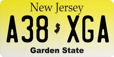 NJ license plate A38XGA