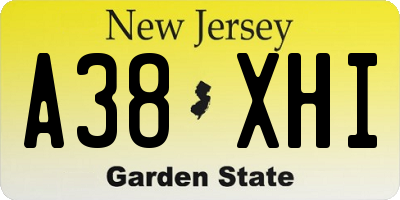NJ license plate A38XHI