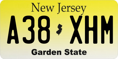 NJ license plate A38XHM