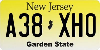 NJ license plate A38XHO