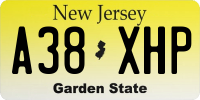 NJ license plate A38XHP
