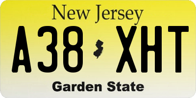 NJ license plate A38XHT