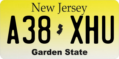 NJ license plate A38XHU