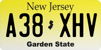 NJ license plate A38XHV