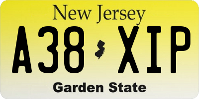 NJ license plate A38XIP