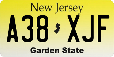 NJ license plate A38XJF
