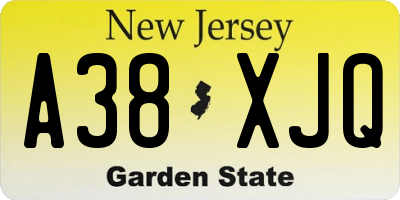 NJ license plate A38XJQ