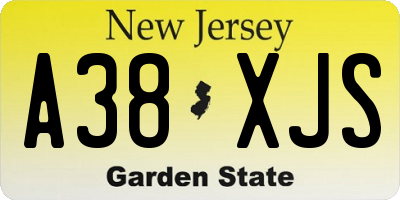 NJ license plate A38XJS