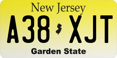 NJ license plate A38XJT