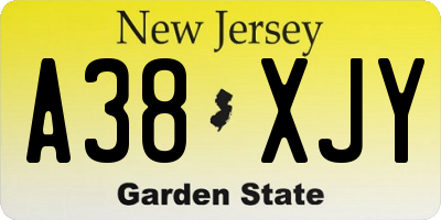 NJ license plate A38XJY