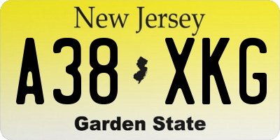 NJ license plate A38XKG
