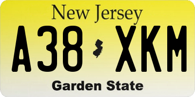 NJ license plate A38XKM