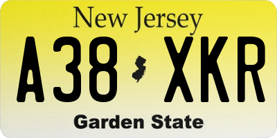NJ license plate A38XKR