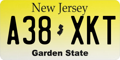 NJ license plate A38XKT