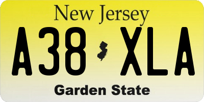 NJ license plate A38XLA