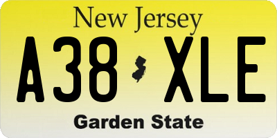 NJ license plate A38XLE