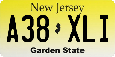 NJ license plate A38XLI