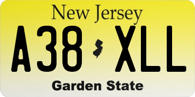 NJ license plate A38XLL