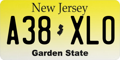 NJ license plate A38XLO