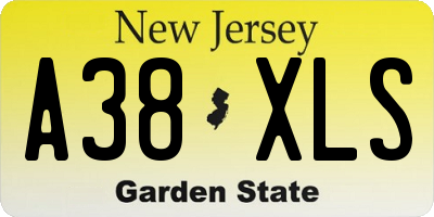 NJ license plate A38XLS
