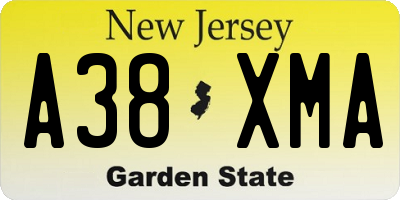 NJ license plate A38XMA