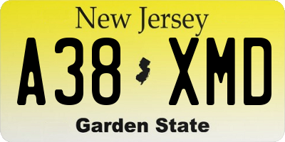 NJ license plate A38XMD